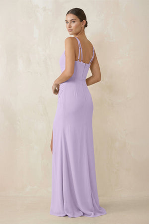 Cami Strap Chiffon Sheath Bridesmaid Gown in Lavender - KISS BRIDAL Bridesmaid Dresses