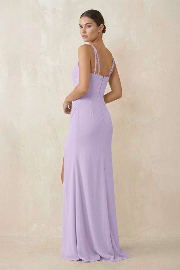 Cami Strap Chiffon Sheath Bridesmaid Gown in Lavender - KISS BRIDAL Bridesmaid Dresses