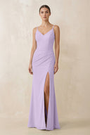Cami Strap Chiffon Sheath Bridesmaid Gown in Lavender - KISS BRIDAL Bridesmaid Dresses