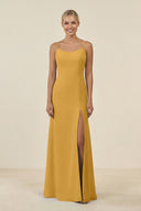 Cami Strap Chiffon Sheath Bridesmaid Gown in Marigold - SHE IS ME BRIDESMAID DRESSES