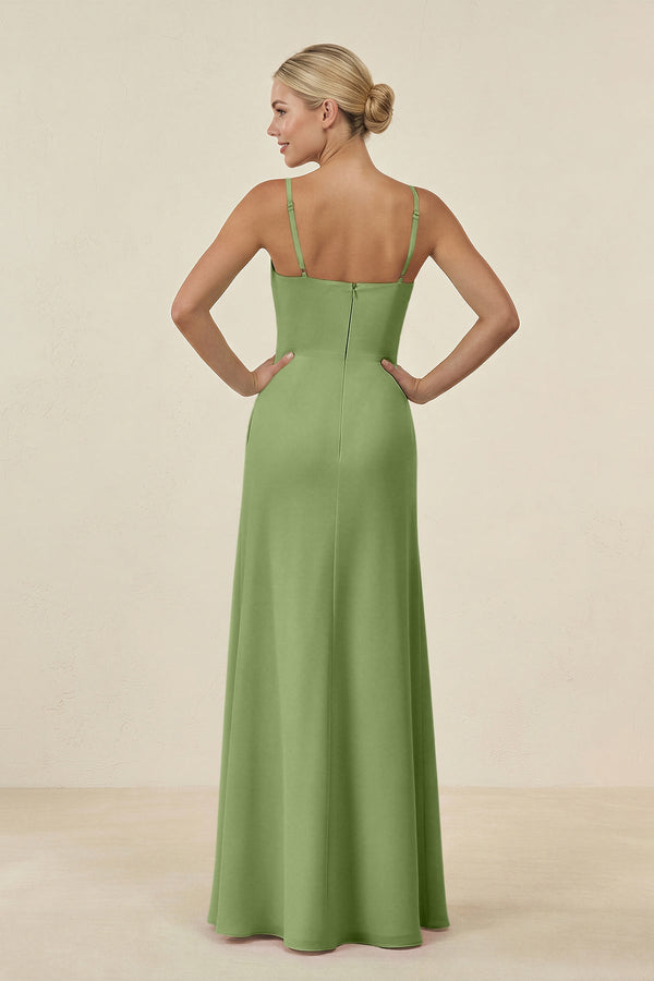 Cami Strap Chiffon Sheath Bridesmaid Gown in Matcha - SHE IS ME BRIDESMAID DRESSES