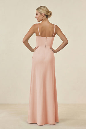 Cami Strap Chiffon Sheath Bridesmaid Gown in Pale Blush - SHE IS ME BRIDESMAID DRESSES