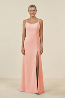 Cami Strap Chiffon Sheath Bridesmaid Gown in Rose Petal - SHE IS ME BRIDESMAID DRESSES