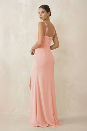Cami Strap Chiffon Sheath Bridesmaid Gown in Rose Petal - KISS BRIDAL Bridesmaid Dresses