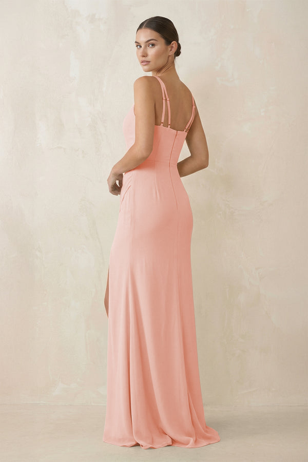 Cami Strap Chiffon Sheath Bridesmaid Gown in Rose Petal - KISS BRIDAL Bridesmaid Dresses