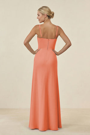 Cami Strap Chiffon Sheath Bridesmaid Gown in Rosette - SHE IS ME BRIDESMAID DRESSES