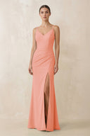 Cami Strap Chiffon Sheath Bridesmaid Gown in Rosette - KISS BRIDAL Bridesmaid Dresses