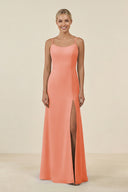 Cami Strap Chiffon Sheath Bridesmaid Gown in Rosette - SHE IS ME BRIDESMAID DRESSES
