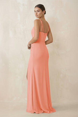 Cami Strap Chiffon Sheath Bridesmaid Gown in Rosette - KISS BRIDAL Bridesmaid Dresses