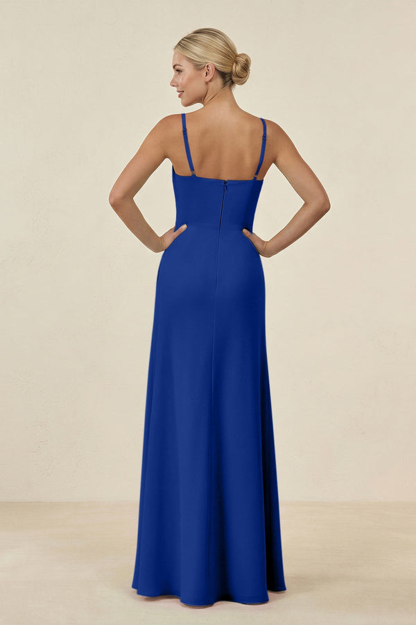 Cami Strap Chiffon Sheath Bridesmaid Gown in Royal Blue - SHE IS ME BRIDESMAID DRESSES