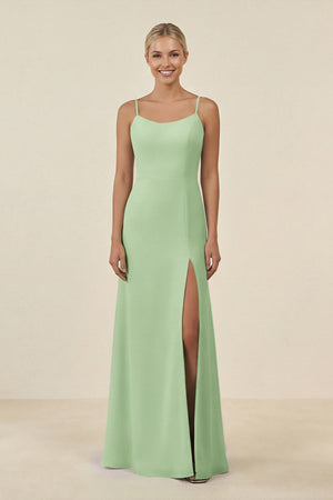 Cami Strap Chiffon Sheath Bridesmaid Gown in Sage - SHE IS ME BRIDESMAID DRESSES