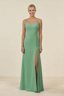 Cami Strap Chiffon Sheath Bridesmaid Gown in Sea Glass - SHE IS ME BRIDESMAID DRESSES