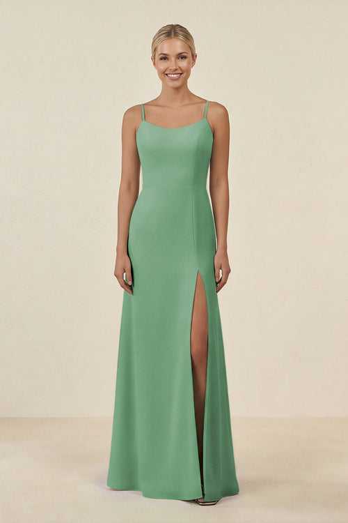 Cami Strap Chiffon Sheath Bridesmaid Gown in Sea Glass - SHE IS ME BRIDESMAID DRESSES