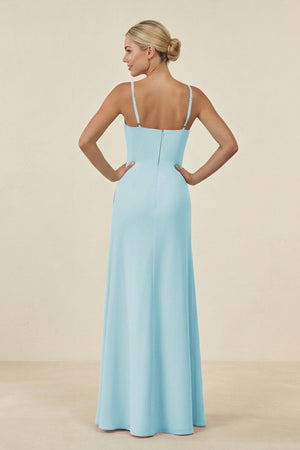 Cami Strap Chiffon Sheath Bridesmaid Gown in Sky Blue - SHE IS ME BRIDESMAID DRESSES