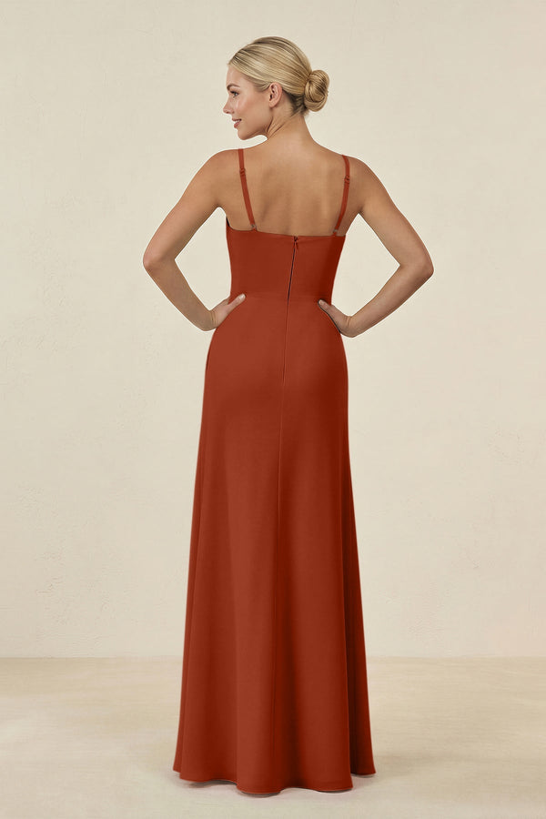 Cami Strap Chiffon Sheath Bridesmaid Gown in Spice - SHE IS ME BRIDESMAID DRESSES