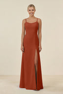 Cami Strap Chiffon Sheath Bridesmaid Gown in Spice - SHE IS ME BRIDESMAID DRESSES