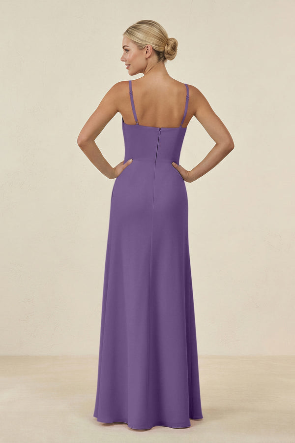 Cami Strap Chiffon Sheath Bridesmaid Gown in Tahiti - SHE IS ME BRIDESMAID DRESSES