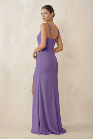 Cami Strap Chiffon Sheath Bridesmaid Gown in Tahiti - KISS BRIDAL Bridesmaid Dresses