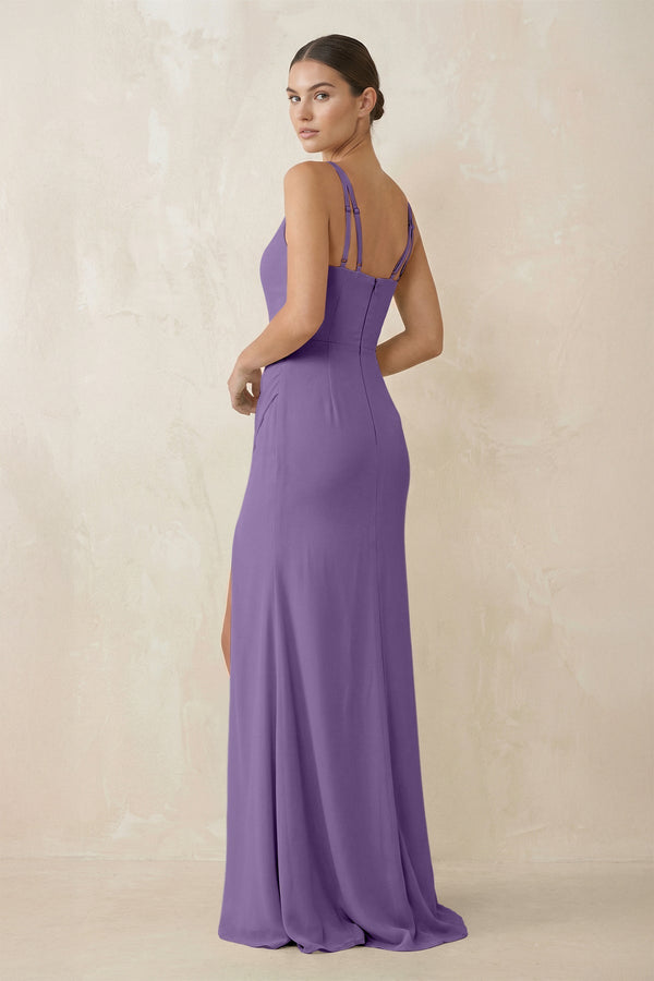 Cami Strap Chiffon Sheath Bridesmaid Gown in Tahiti - KISS BRIDAL Bridesmaid Dresses