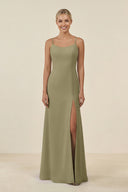 Cami Strap Chiffon Sheath Bridesmaid Gown in Thyme - SHE IS ME BRIDESMAID DRESSES