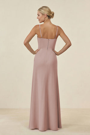 Cami Strap Chiffon Sheath Bridesmaid Gown in Toffee - SHE IS ME BRIDESMAID DRESSES