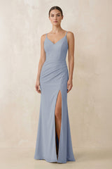 Cami Strap Chiffon Sheath Bridesmaid Gown in Twilight - KISS BRIDAL Bridesmaid Dresses