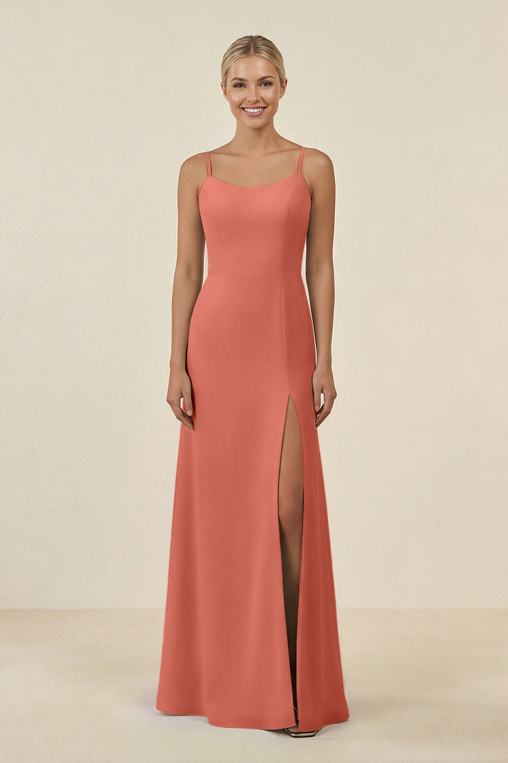 Cami Strap Chiffon Sheath Bridesmaid Gown in Wild Rose - KISS BRIDAL BRIDESMAID DRESSES