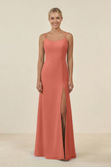 Cami Strap Chiffon Sheath Bridesmaid Gown in Wild Rose - KISS BRIDAL BRIDESMAID DRESSES