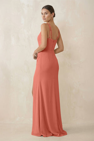Cami Strap Chiffon Sheath Bridesmaid Gown in Wild Rose - KISS BRIDAL Bridesmaid Dresses