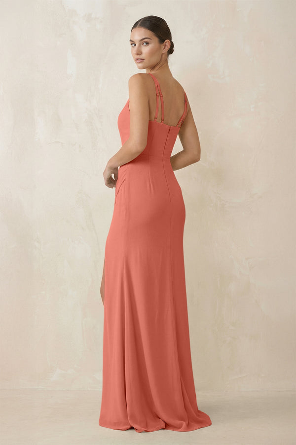 Cami Strap Chiffon Sheath Bridesmaid Gown in Wild Rose - KISS BRIDAL Bridesmaid Dresses