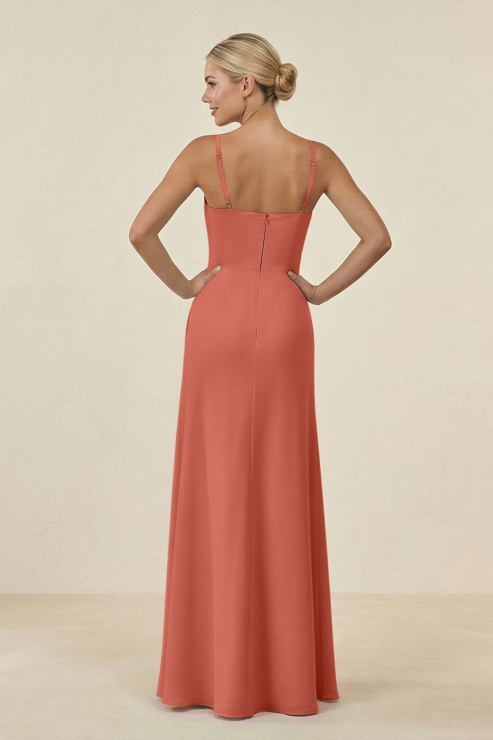 Cami Strap Chiffon Sheath Bridesmaid Gown in Wild Rose - KISS BRIDAL BRIDESMAID DRESSES