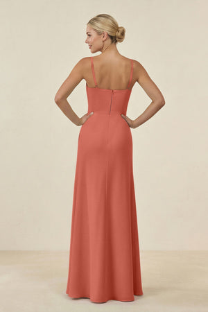 Cami Strap Chiffon Sheath Bridesmaid Gown in Wild Rose - SHE IS ME BRIDESMAID DRESSES