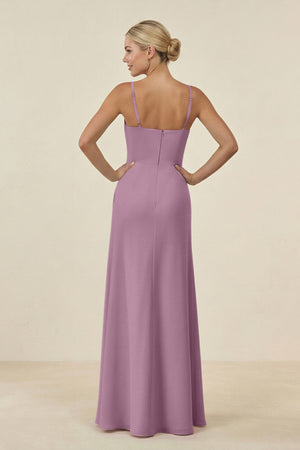 Cami Strap Chiffon Sheath Bridesmaid Gown in Wisteria - SHE IS ME BRIDESMAID DRESSES