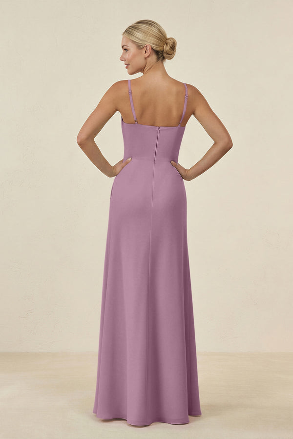 Cami Strap Chiffon Sheath Bridesmaid Gown in Wisteria - SHE IS ME BRIDESMAID DRESSES