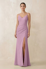 Cami Strap Chiffon Sheath Bridesmaid Gown in Wisteria - KISS BRIDAL Bridesmaid Dresses
