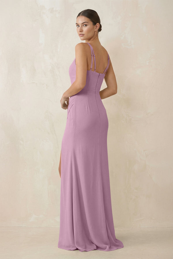 Cami Strap Chiffon Sheath Bridesmaid Gown in Wisteria - KISS BRIDAL Bridesmaid Dresses