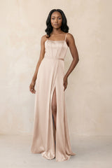 Cami Strap Corset Satin Sheath Bridesmaid Dress in Buttercream - KISS BRIDAL Bridesmaid Dresses
