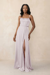 Cami Strap Corset Satin Sheath Bridesmaid Dress in Dusk - KISS BRIDAL Bridesmaid Dresses