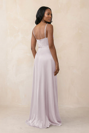 Cami Strap Corset Satin Sheath Bridesmaid Dress in Dusk - KISS BRIDAL Bridesmaid Dresses