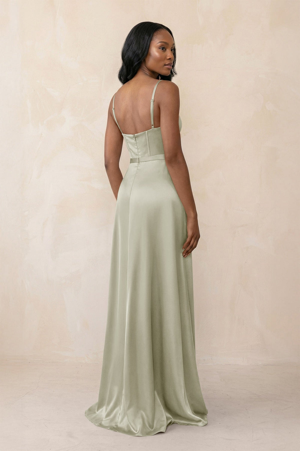 Cami Strap Corset Satin Sheath Bridesmaid Dress in Frost - KISS BRIDAL Bridesmaid Dresses