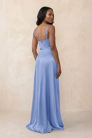 Cami Strap Corset Satin Sheath Bridesmaid Dress in Ice - KISS BRIDAL Bridesmaid Dresses