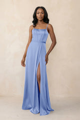 Cami Strap Corset Satin Sheath Bridesmaid Dress in Ice - KISS BRIDAL Bridesmaid Dresses