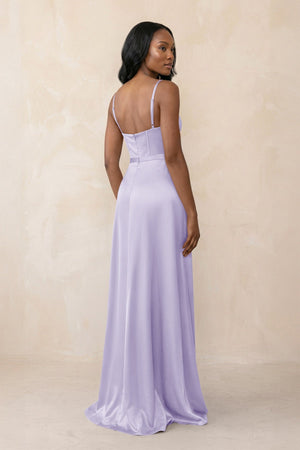 Cami Strap Corset Satin Sheath Bridesmaid Dress in Lavender - KISS BRIDAL Bridesmaid Dresses