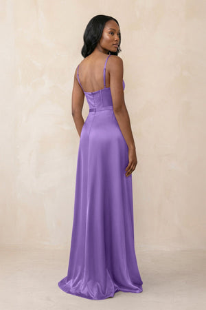 Cami Strap Corset Satin Sheath Bridesmaid Dress in Lilac - KISS BRIDAL Bridesmaid Dresses