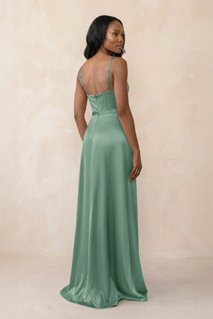 Cami Strap Corset Satin Sheath Bridesmaid Dress in Mint Green - KISS BRIDAL Bridesmaid Dresses