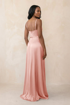 Cami Strap Corset Satin Sheath Bridesmaid Dress in Rose Petal - KISS BRIDAL Bridesmaid Dresses