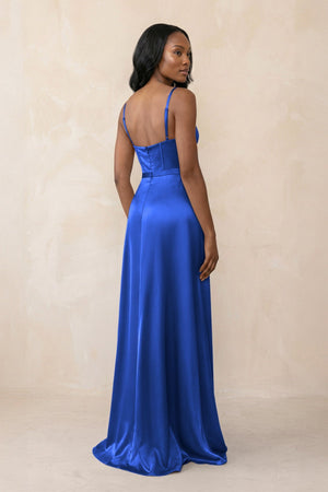 Cami Strap Corset Satin Sheath Bridesmaid Dress in Royal Blue - KISS BRIDAL Bridesmaid Dresses
