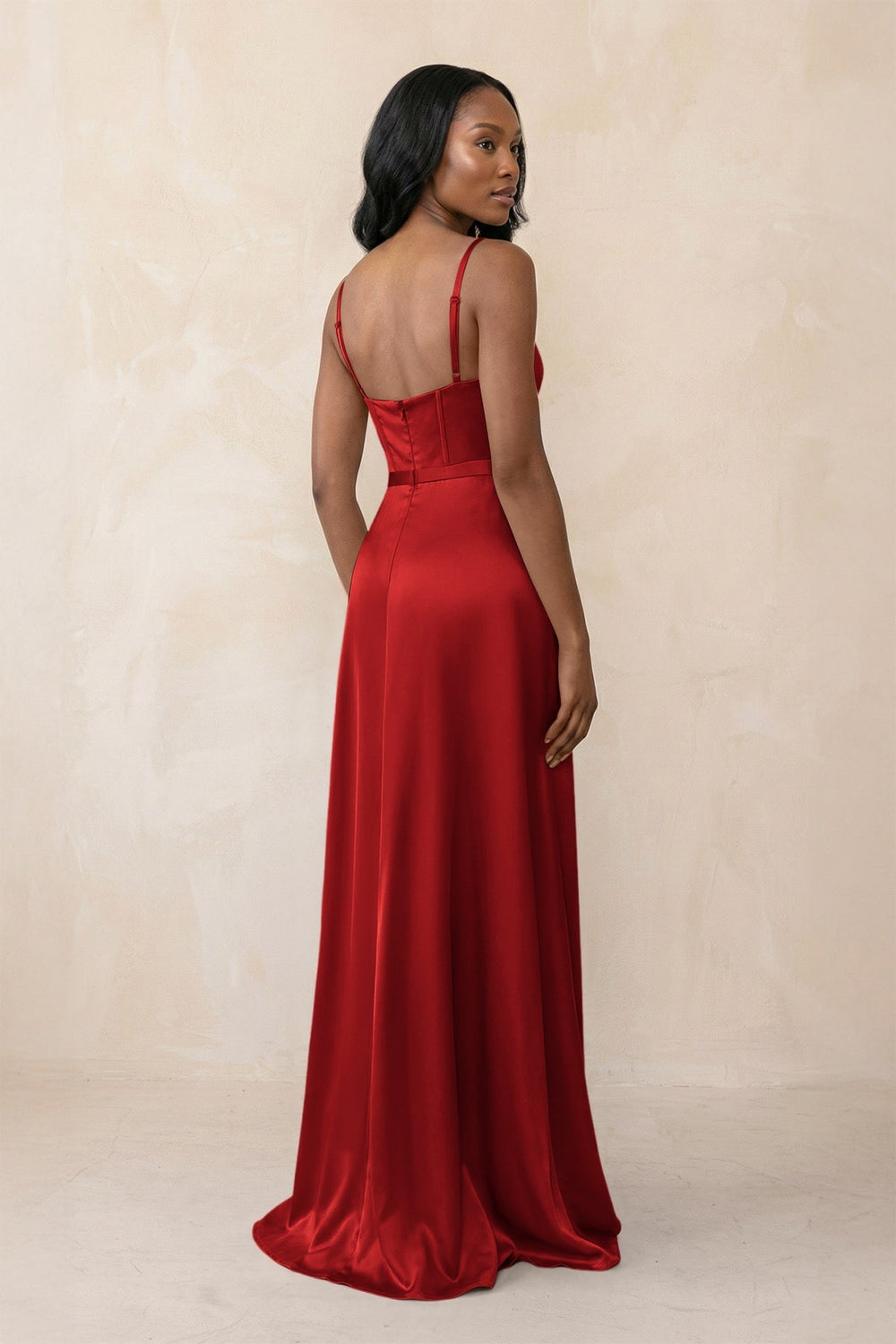 Cami Strap Corset Satin Sheath Bridesmaid Dress in Spice - KISS BRIDAL Bridesmaid Dresses