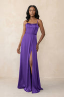 Cami Strap Corset Satin Sheath Bridesmaid Dress in Tahiti - KISS BRIDAL Bridesmaid Dresses