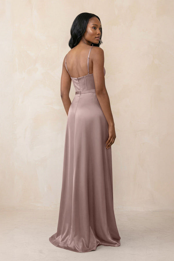 Cami Strap Corset Satin Sheath Bridesmaid Dress in Toffee - KISS BRIDAL Bridesmaid Dresses